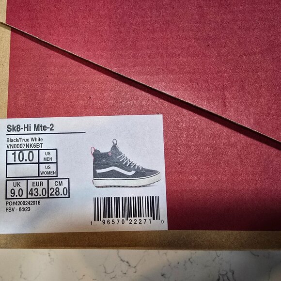 Vans Sk8-Hi Mte-2 Mens Shoes Black True White VN0007NK6BT MENS 10 NEW - Picture 7 of 11